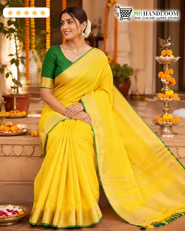 MH_HANDLOOM_Linen_Slub_Saree_with_Blouse_Piece_for_Every_Occasion