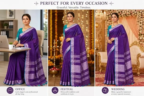 MH_HANDLOOM_Linen_Slub_Saree_with_Blouse_Piece_for_Every_Occasion