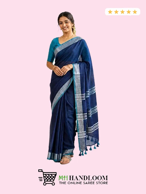 MH_HANDLOOM_Linen_Slub_Saree_with_Blouse_Piece_for_Every_Occasion