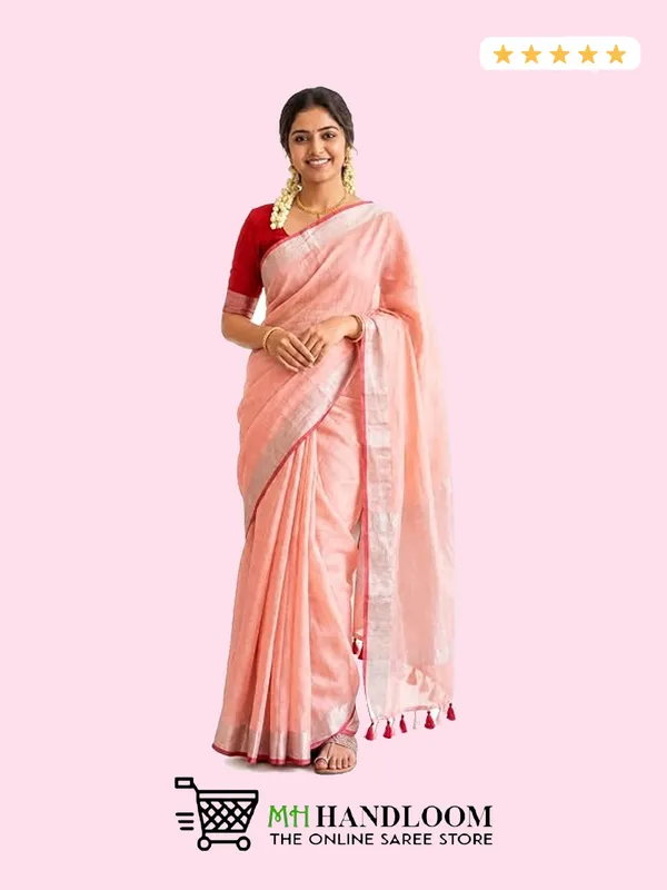 MH_HANDLOOM_Linen_Slub_Saree_with_Blouse_Piece_for_Every_Occasion
