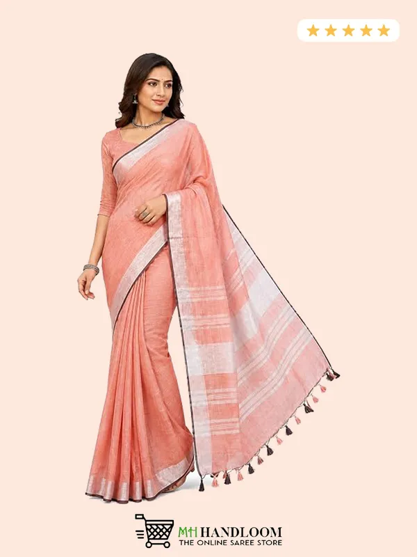 MH_HANDLOOM_Linen_Slub_Saree_with_Blouse_Piece_for_Every_Occasion