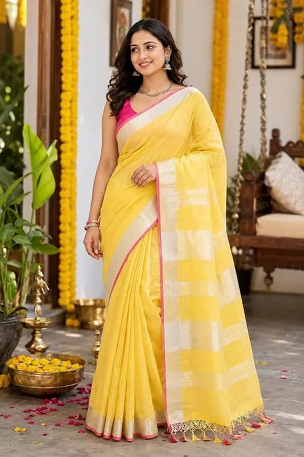 MH_HANDLOOM_Linen_Slub_Saree_with_Blouse_Piece_for_Every_Occasion