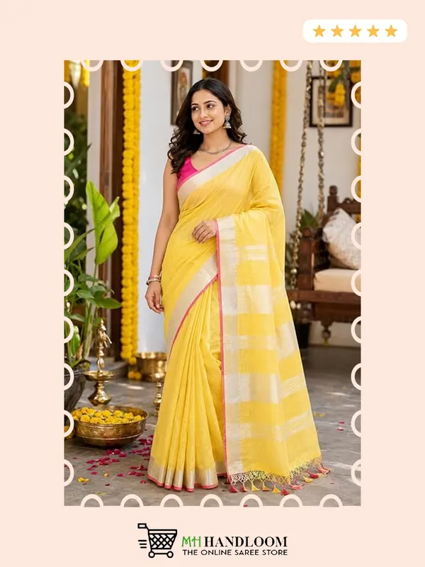 MH_HANDLOOM_Linen_Slub_Saree_with_Blouse_Piece_for_Every_Occasion