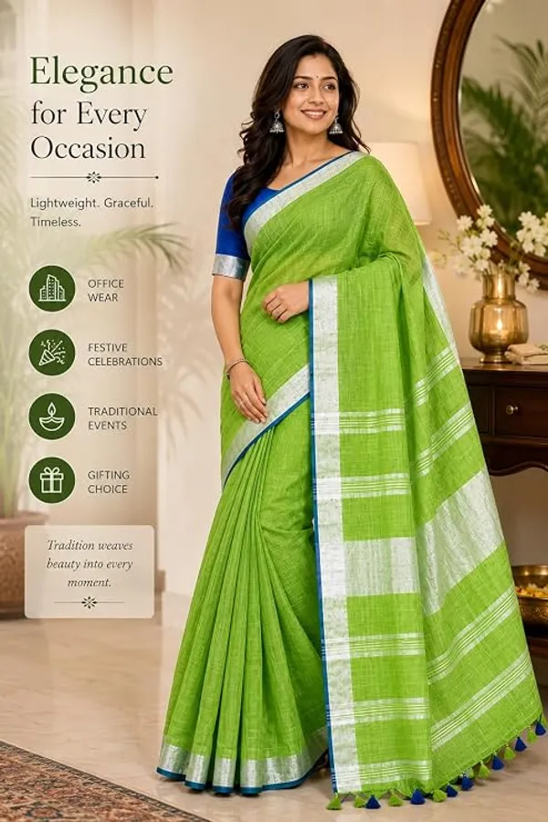 MH_HANDLOOM_Linen_Slub_Saree_with_Blouse_Piece_for_Every_Occasion