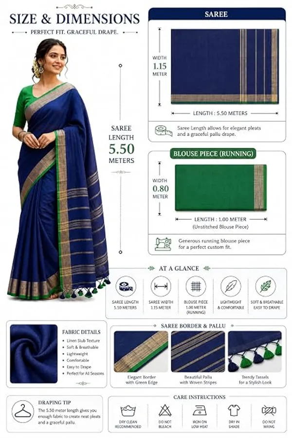 MH_HANDLOOM_Linen_Slub_Saree_with_Blouse_Piece_for_Every_Occasion