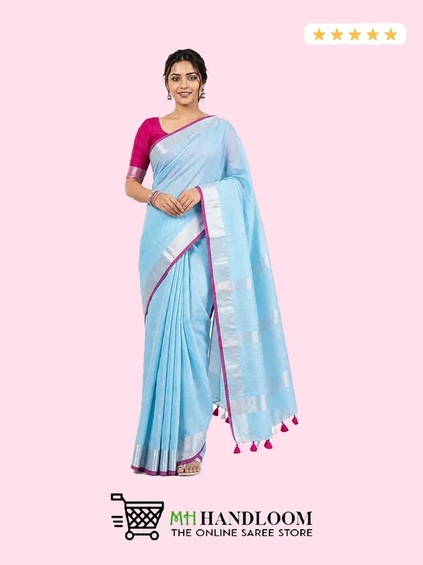MH_HANDLOOM_Linen_Slub_Saree_with_Blouse_Piece_for_Every_Occasion