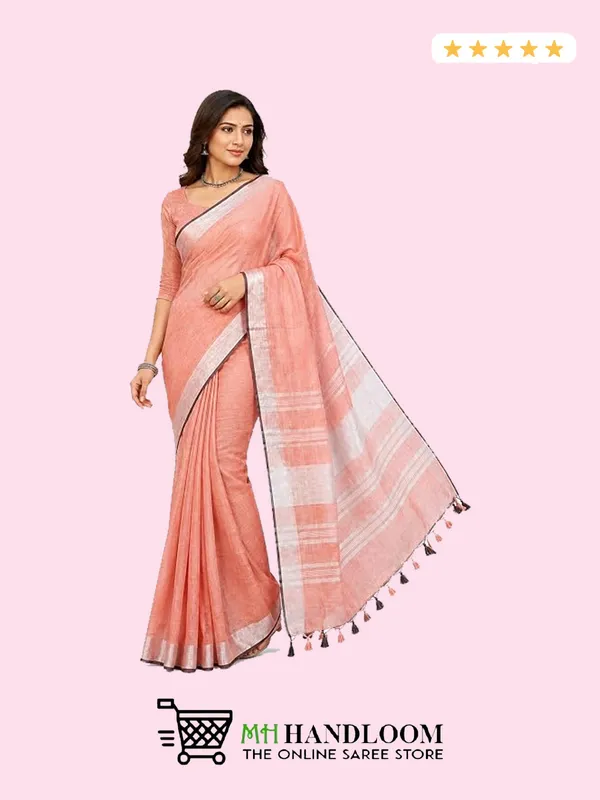 MH_HANDLOOM_Linen_Slub_Saree_with_Blouse_Piece_for_Every_Occasion