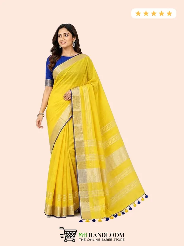 MH_HANDLOOM_Linen_Slub_Saree_with_Blouse_Piece_for_Every_Occasion
