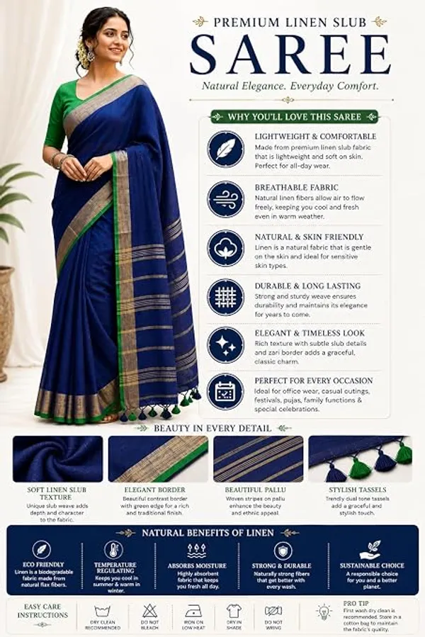 MH_HANDLOOM_Linen_Slub_Saree_with_Blouse_Piece_for_Every_Occasion