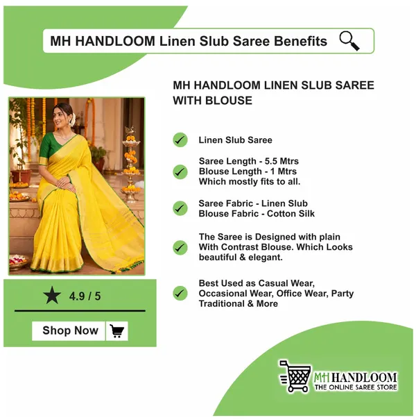 MH_HANDLOOM_Linen_Slub_Saree_with_Blouse_Piece_for_Every_Occasion