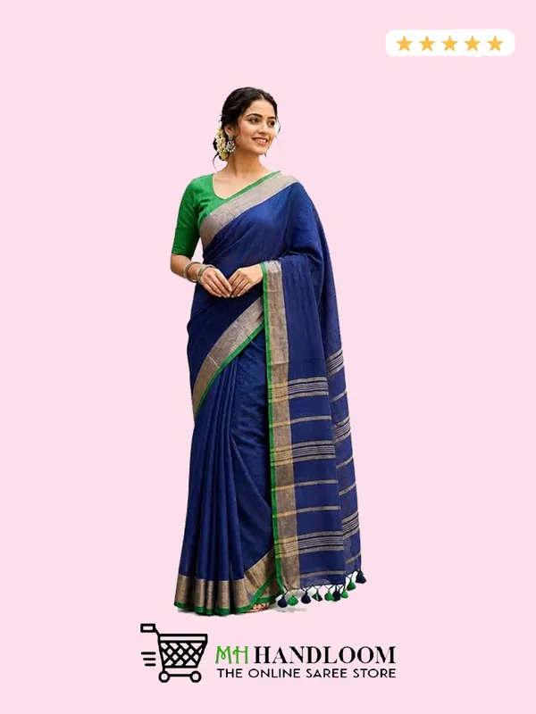 MH_HANDLOOM_Linen_Slub_Saree_with_Blouse_Piece_for_Every_Occasion