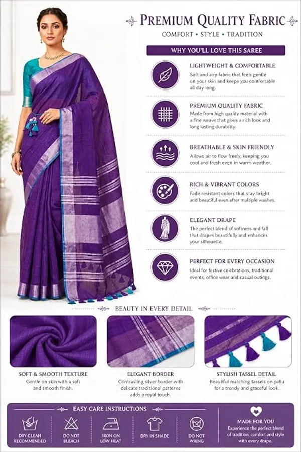 MH_HANDLOOM_Linen_Slub_Saree_with_Blouse_Piece_for_Every_Occasion