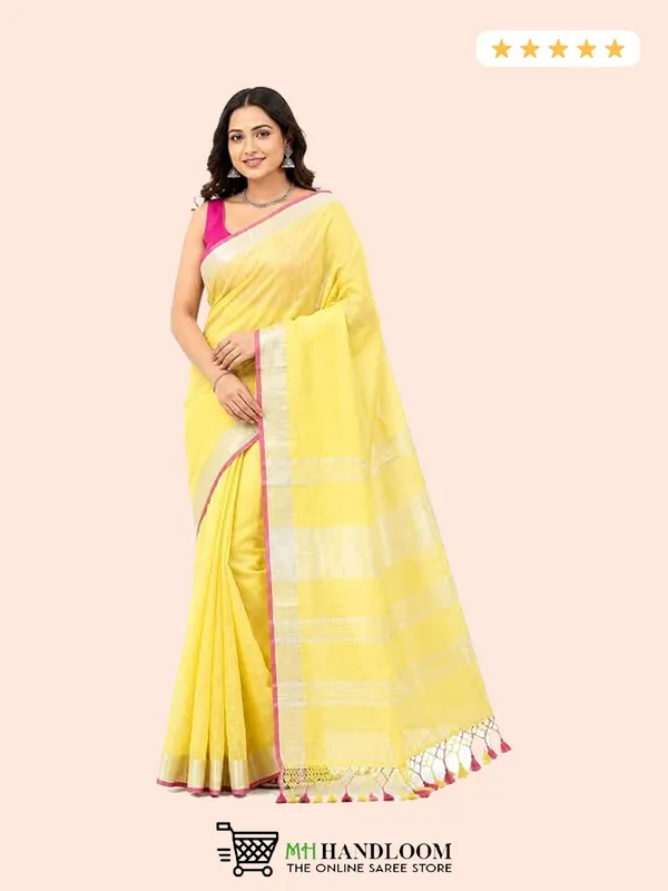 MH_HANDLOOM_Linen_Slub_Saree_with_Blouse_Piece_for_Every_Occasion