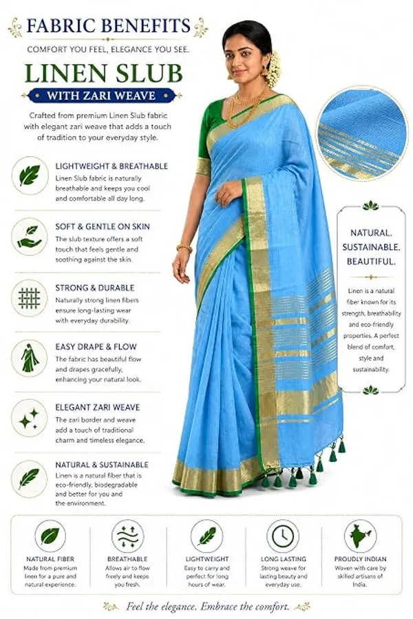 MH_HANDLOOM_Linen_Slub_Saree_with_Blouse_Piece_for_Every_Occasion