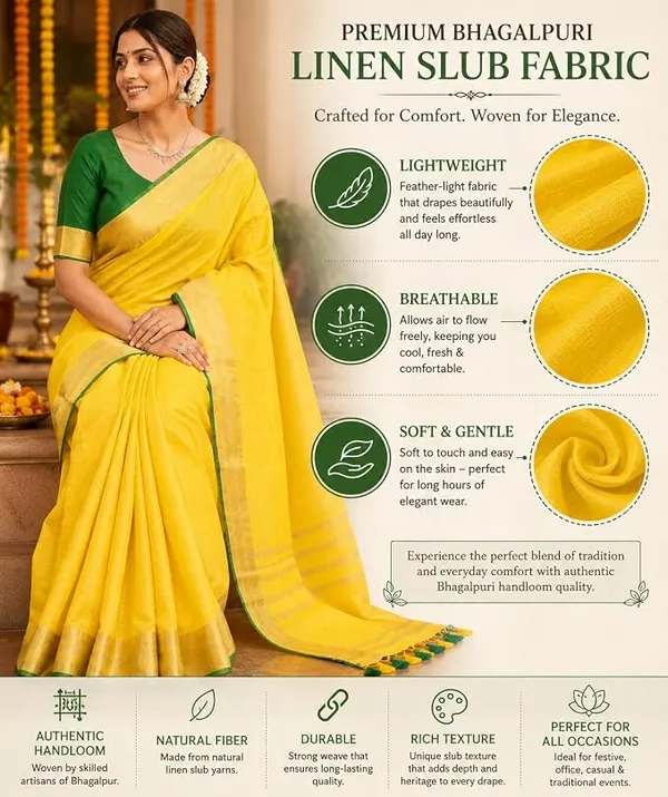 MH_HANDLOOM_Linen_Slub_Saree_with_Blouse_Piece_for_Every_Occasion