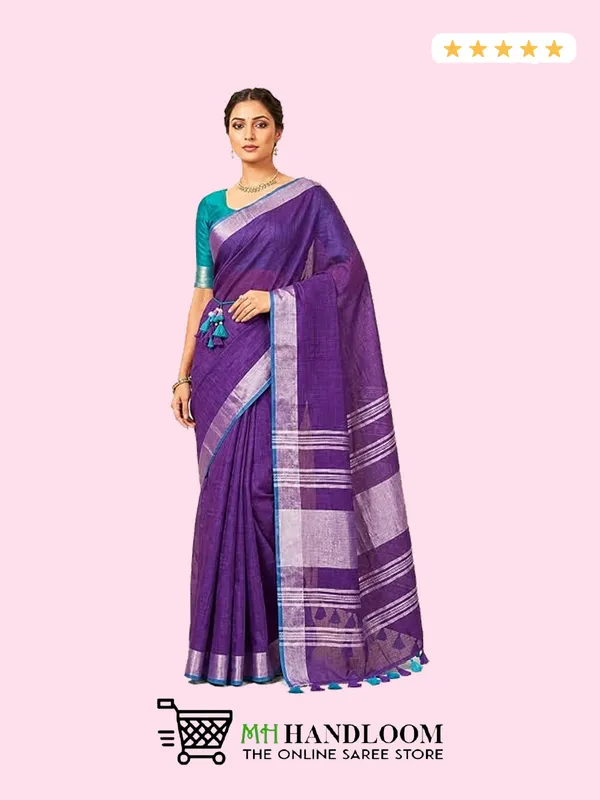 MH_HANDLOOM_Linen_Slub_Saree_with_Blouse_Piece_for_Every_Occasion