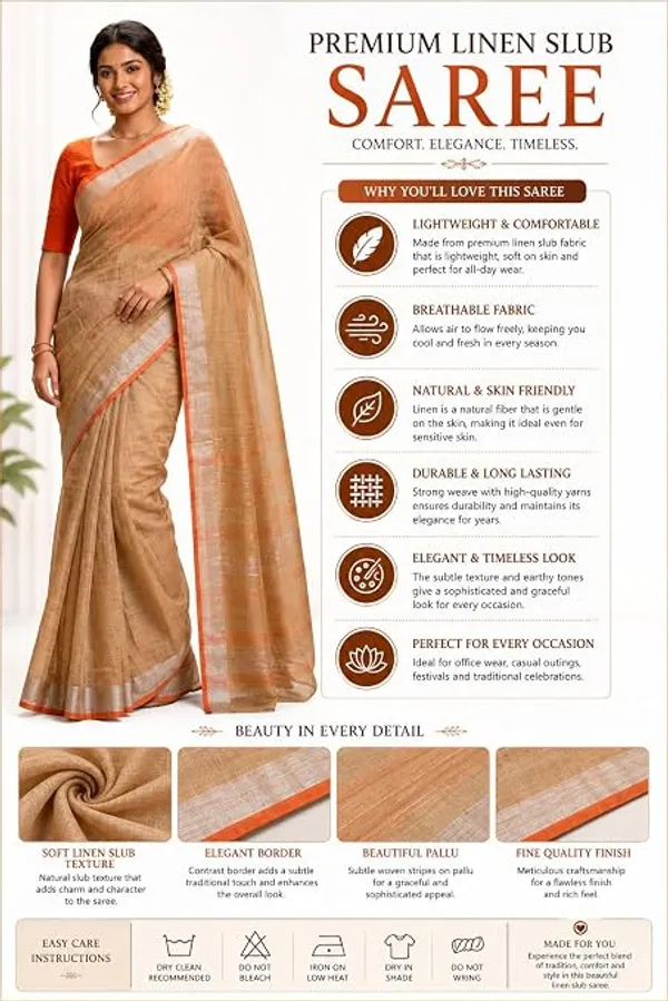 MH_HANDLOOM_Linen_Slub_Saree_with_Blouse_Piece_for_Every_Occasion