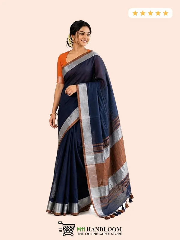 MH_HANDLOOM_Linen_Slub_Saree_with_Blouse_Piece_for_Every_Occasion