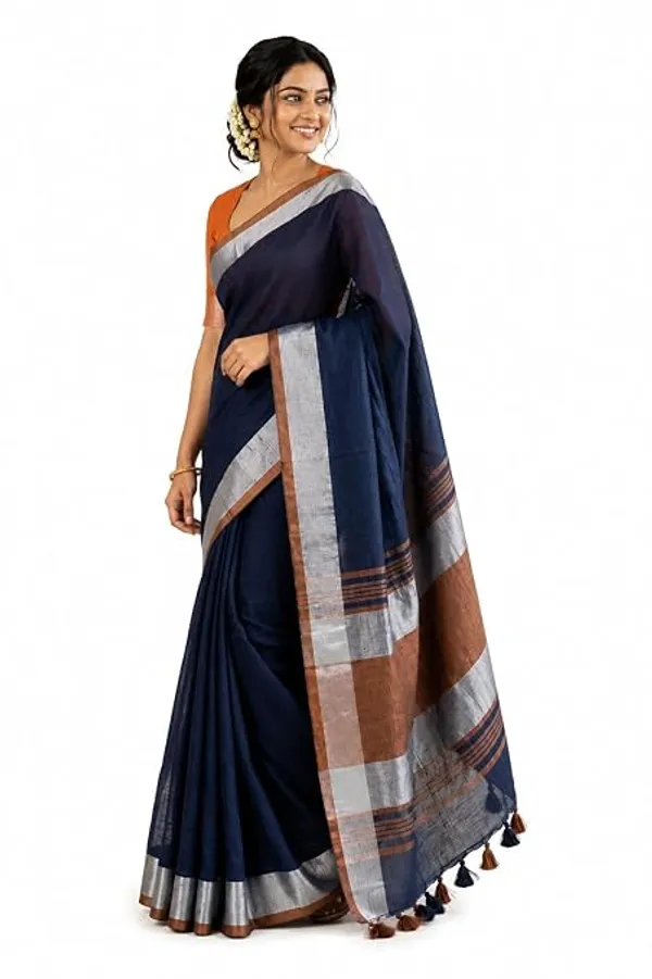 MH_HANDLOOM_Linen_Slub_Saree_with_Blouse_Piece_for_Every_Occasion