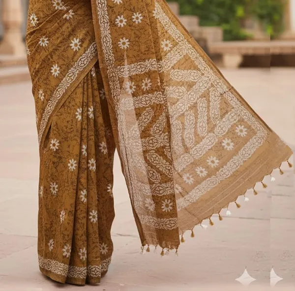 MH_HANDLOOM_Semi_Silk_Batik_Print_Saree_With_Blouse