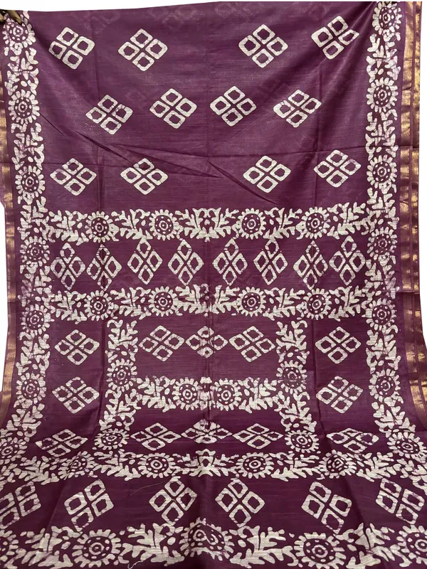 MH_HANDLOOM_Semi_Silk_Batik_Print_Saree_With_Blouse