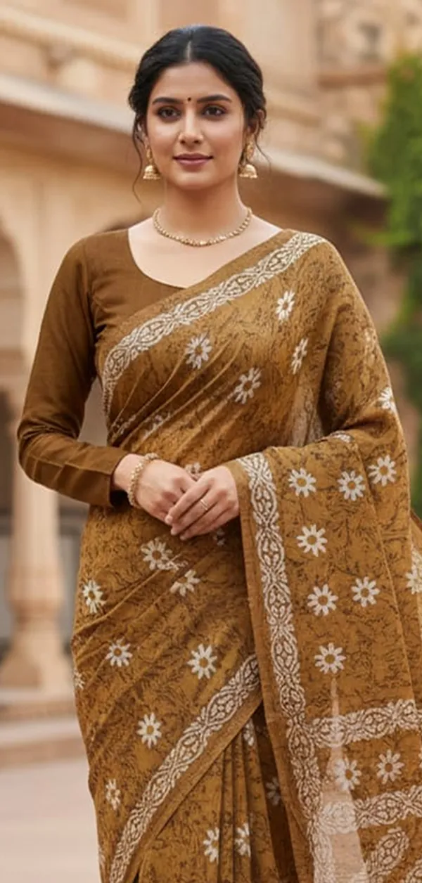 MH_HANDLOOM_Semi_Silk_Batik_Print_Saree_With_Blouse