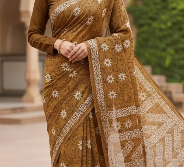 MH_HANDLOOM_Semi_Silk_Batik_Print_Saree_With_Blouse
