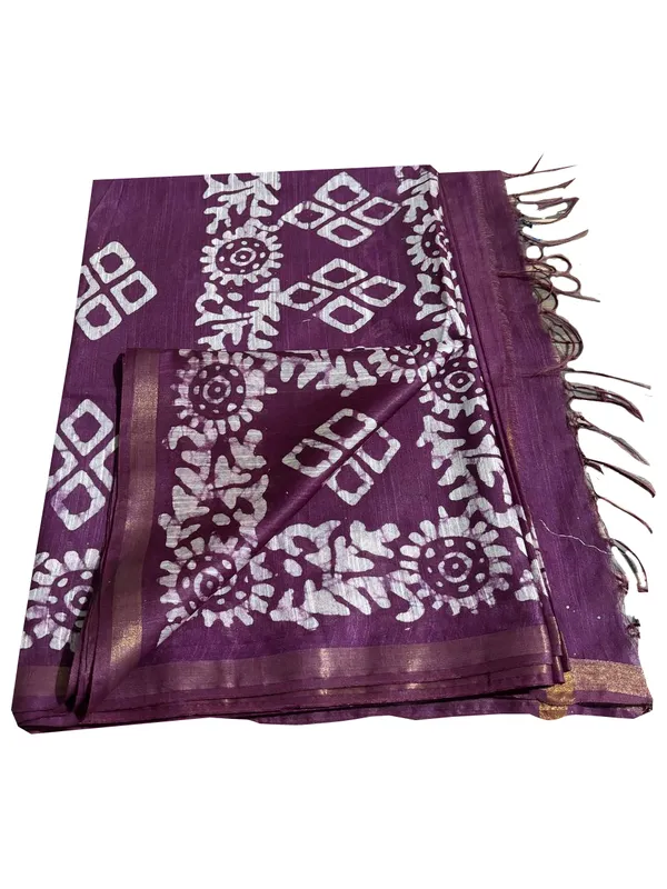 MH_HANDLOOM_Semi_Silk_Batik_Print_Saree_With_Blouse
