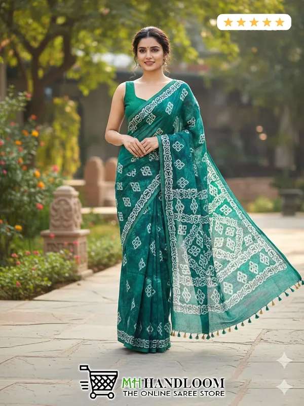 MH_HANDLOOM_Semi_Silk_Batik_Print_Saree_With_Blouse