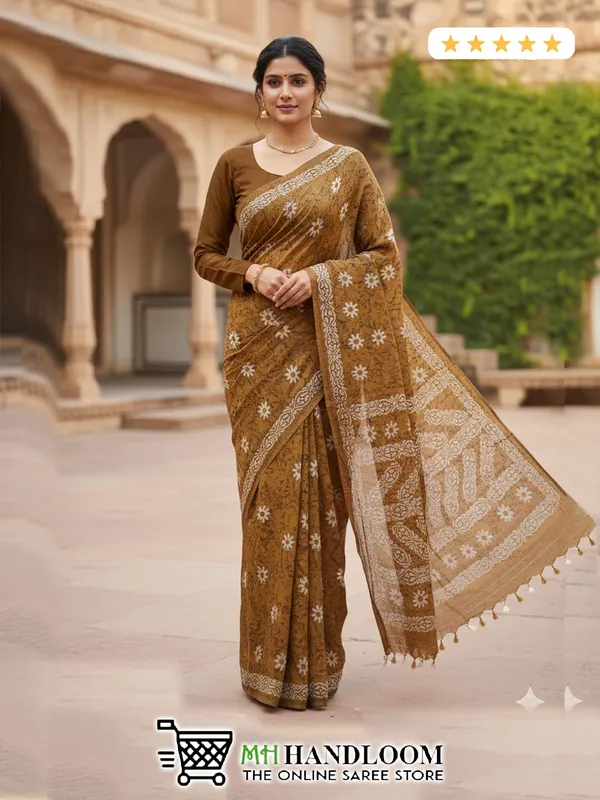 MH_HANDLOOM_Semi_Silk_Batik_Print_Saree_With_Blouse