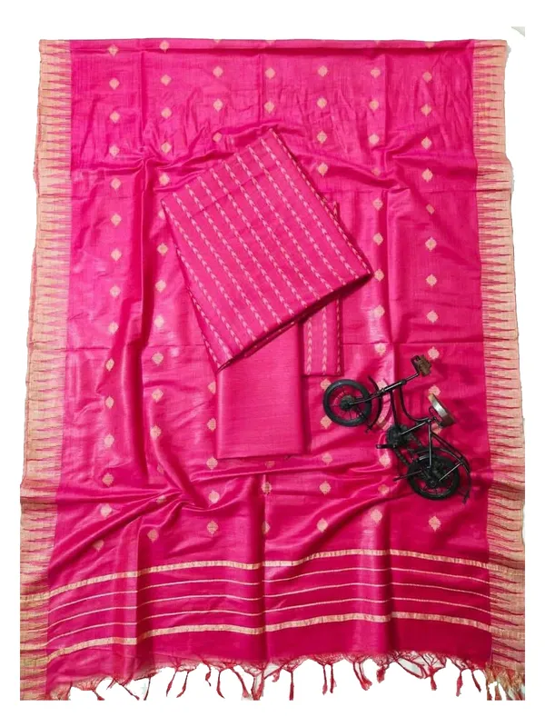 MH_HANDLOOM_Semi_Silk_Jacquard_Work_Unstitched_Salwar_Suit_Dress_Material_with_Dupatta