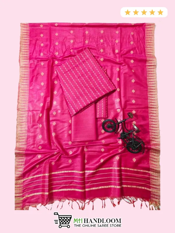 MH_HANDLOOM_Semi_Silk_Jacquard_Work_Unstitched_Salwar_Suit_Dress_Material_with_Dupatta