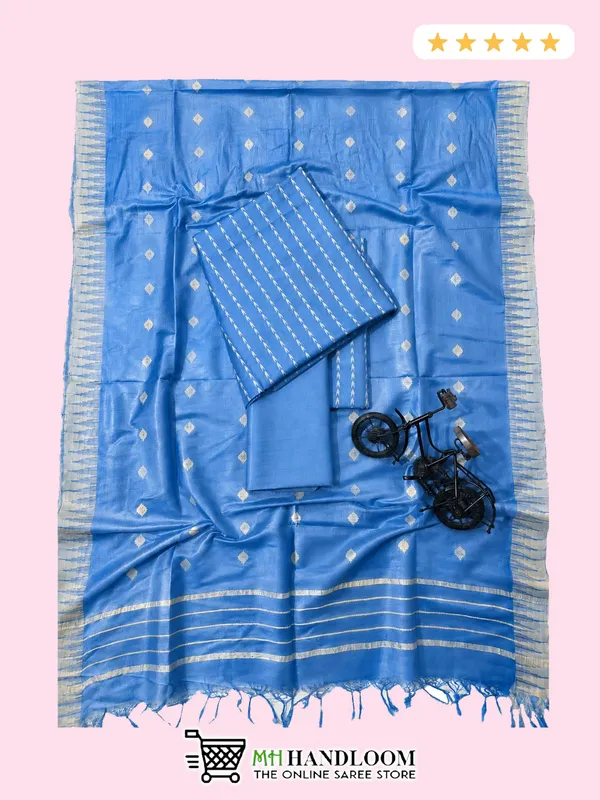 MH_HANDLOOM_Semi_Silk_Jacquard_Work_Unstitched_Salwar_Suit_Dress_Material_with_Dupatta