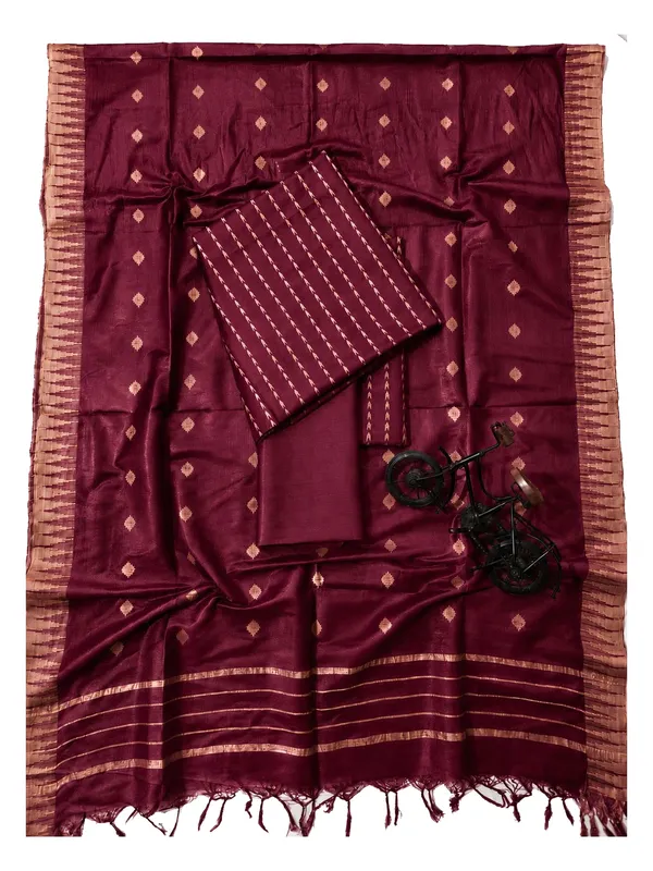 MH_HANDLOOM_Semi_Silk_Jacquard_Work_Unstitched_Salwar_Suit_Dress_Material_with_Dupatta