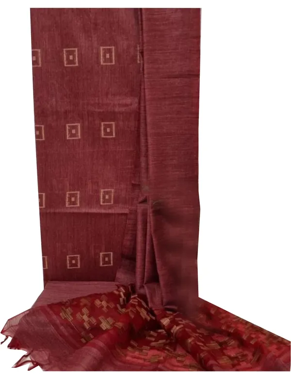 MH_HANDLOOM_Semi_Silk_Jacquard_Work_Unstitched_Salwar_Suit_Dress_Material_with_Dupatta