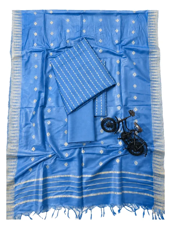 MH_HANDLOOM_Semi_Silk_Jacquard_Work_Unstitched_Salwar_Suit_Dress_Material_with_Dupatta