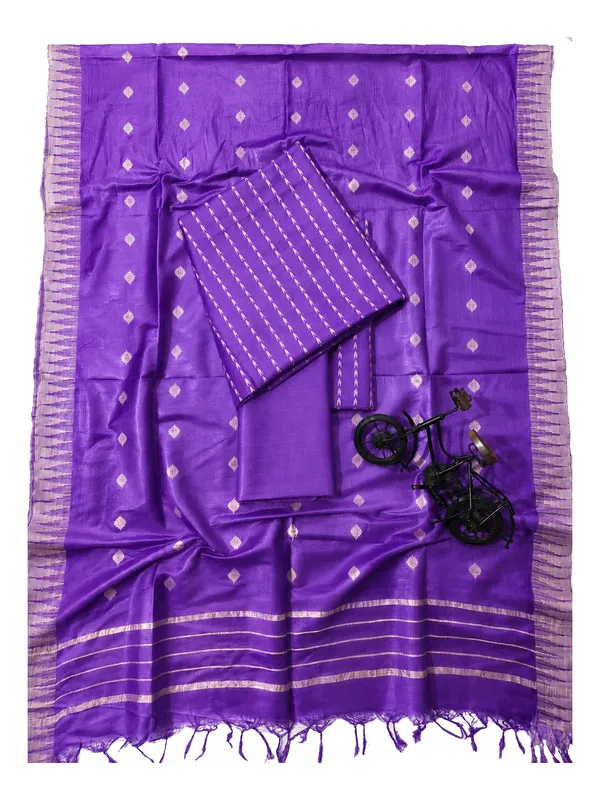 MH_HANDLOOM_Semi_Silk_Jacquard_Work_Unstitched_Salwar_Suit_Dress_Material_with_Dupatta