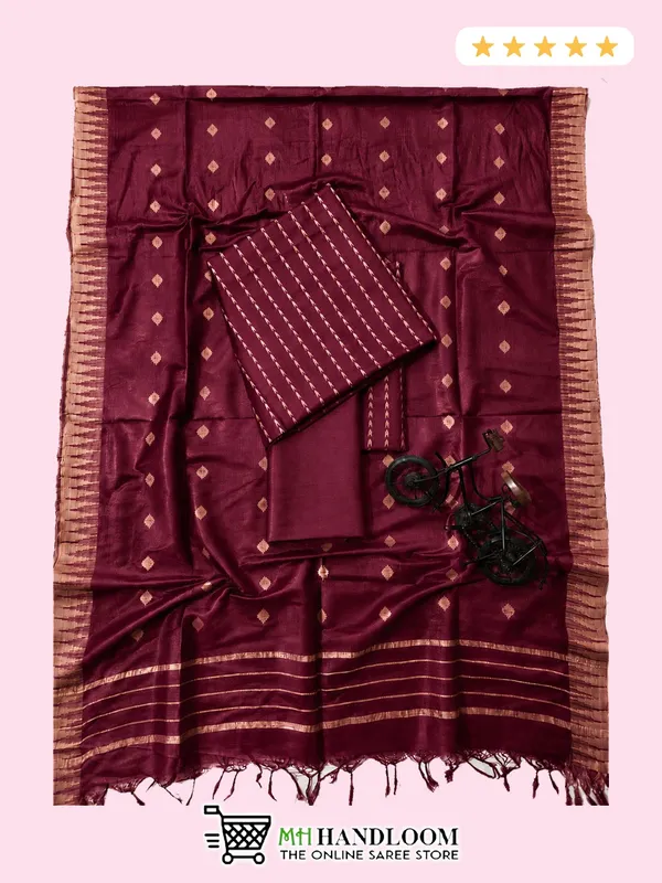 MH_HANDLOOM_Semi_Silk_Jacquard_Work_Unstitched_Salwar_Suit_Dress_Material_with_Dupatta
