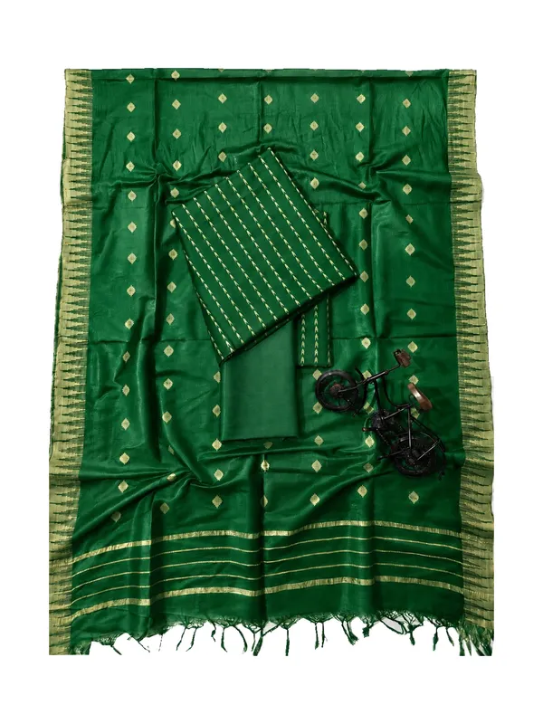 MH_HANDLOOM_Semi_Silk_Jacquard_Work_Unstitched_Salwar_Suit_Dress_Material_with_Dupatta