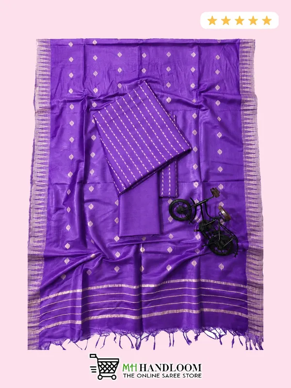 MH_HANDLOOM_Semi_Silk_Jacquard_Work_Unstitched_Salwar_Suit_Dress_Material_with_Dupatta
