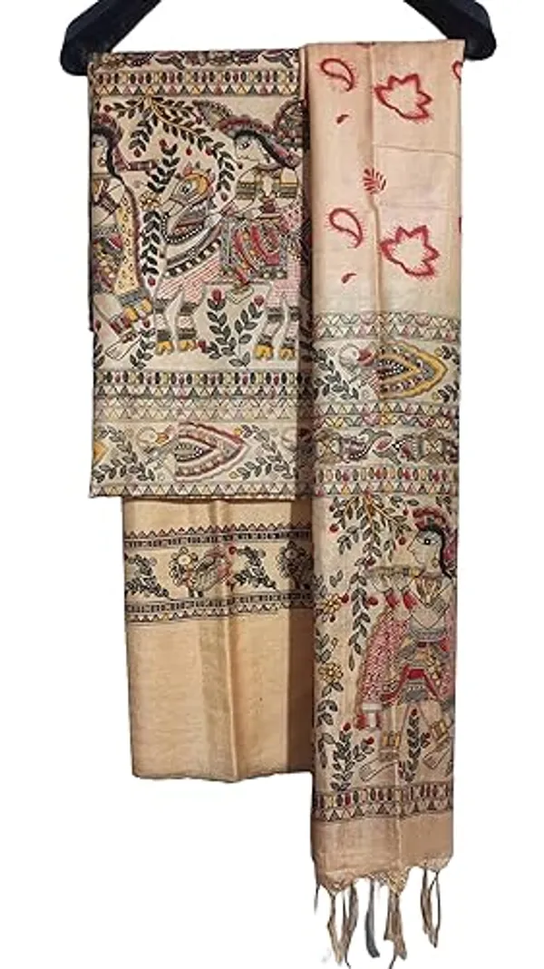 Suit_Set_for_Women_with_Dupatta_|_Handloom_Semi_Silk_Printed_Unstitched_Salwar_Suit_Dress_|_(BROWN)