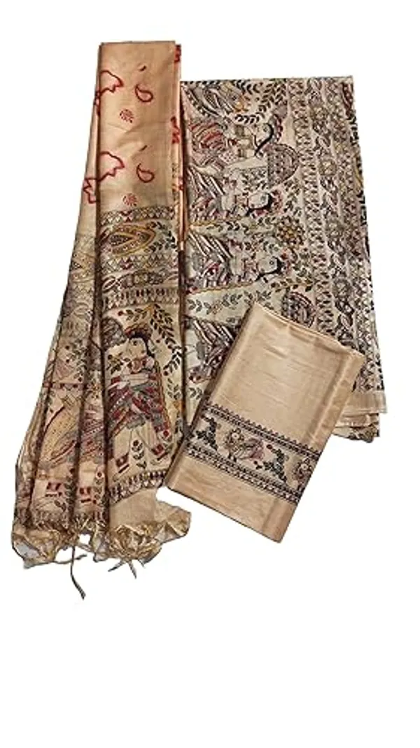 Suit_Set_for_Women_with_Dupatta_|_Handloom_Semi_Silk_Printed_Unstitched_Salwar_Suit_Dress_|_(BROWN)