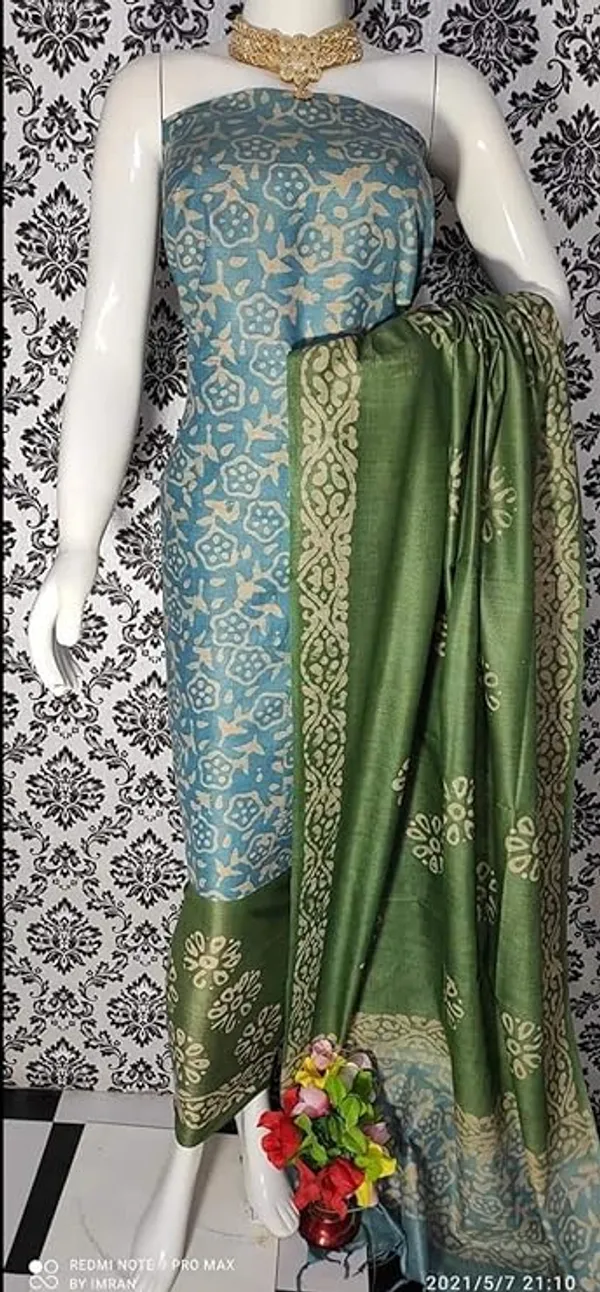 MH_HANDLOOM_Women's_Cotton_Silk_Batik_Print_Unstitched_Salwar_Suit_Dress_Material_with_Duputta
