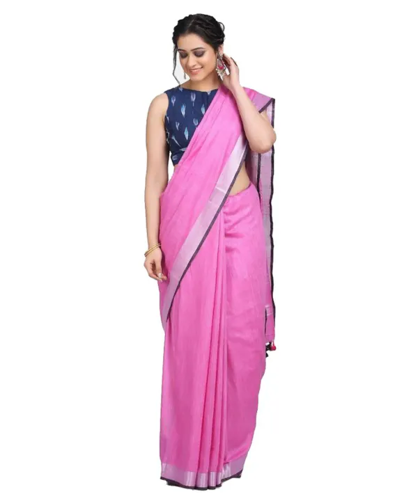 MH_HANDLOOM_Women's_Linen_Slub_Saree_with_Blouse_Piece_for_Every_Occasion