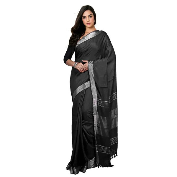 MH_HANDLOOM_Women's_Linen_Slub_Saree_with_Blouse_Piece_for_Every_Occasion