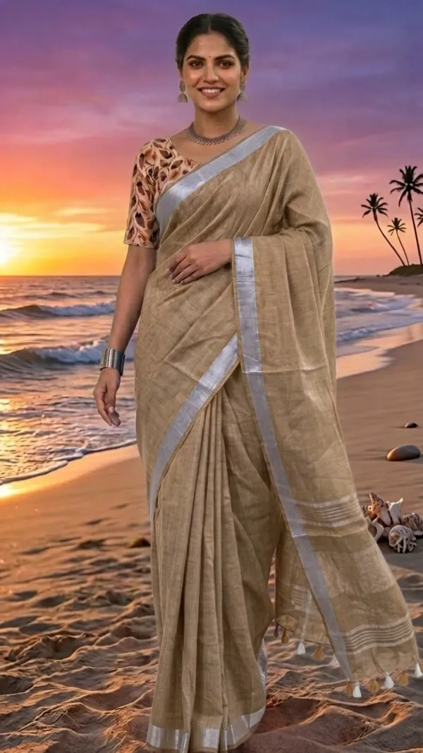 MH_HANDLOOM_Women's_Linen_Slub_Saree_with_Blouse_Piece_for_Every_Occasion