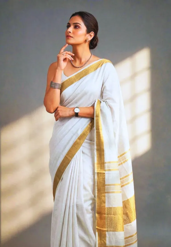 MH_HANDLOOM_Women's_Linen_Slub_Saree_with_Blouse_Piece_for_Every_Occasion