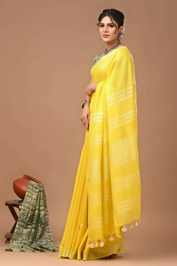 MH_HANDLOOM_Women's_Linen_Slub_Saree_with_Blouse_Piece_for_Every_Occasion
