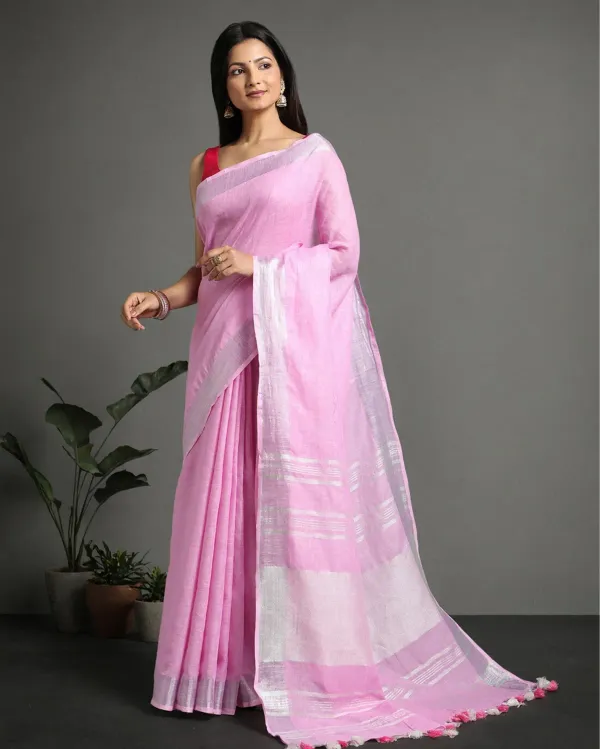 MH_HANDLOOM_Women's_Linen_Slub_Saree_with_Blouse_Piece_for_Every_Occasion