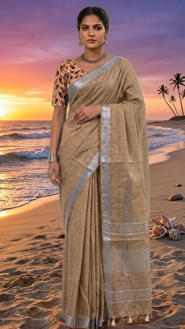 MH_HANDLOOM_Women's_Linen_Slub_Saree_with_Blouse_Piece_for_Every_Occasion